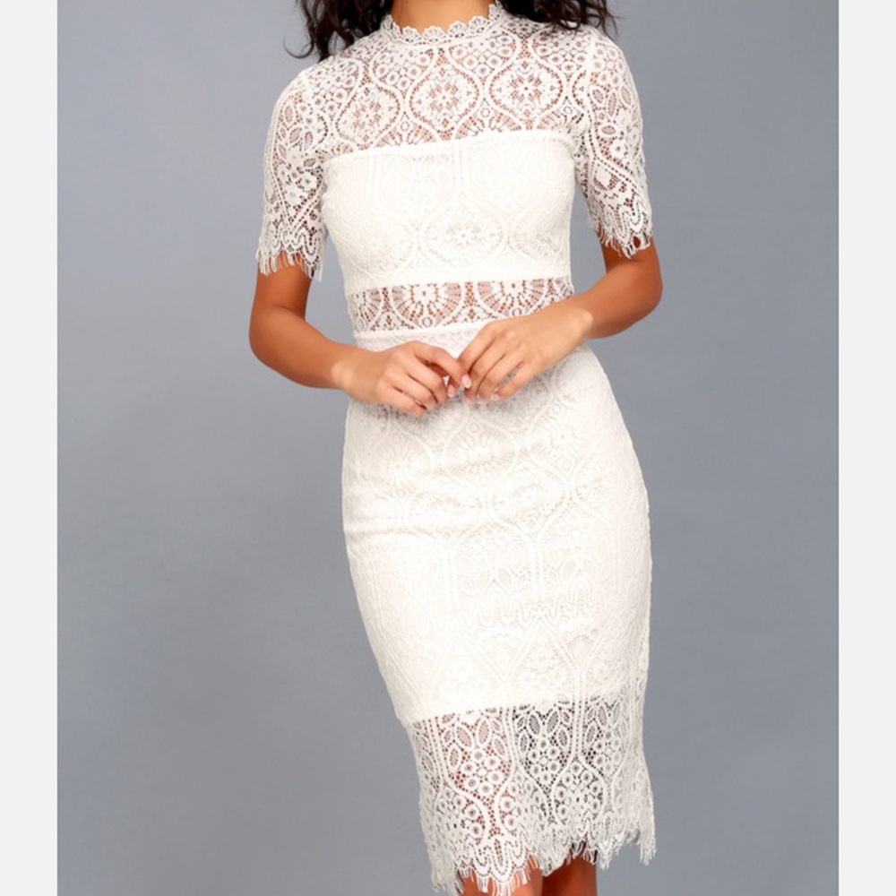Lulus Remarkable White Lace Dress Small Whites Lace Dress